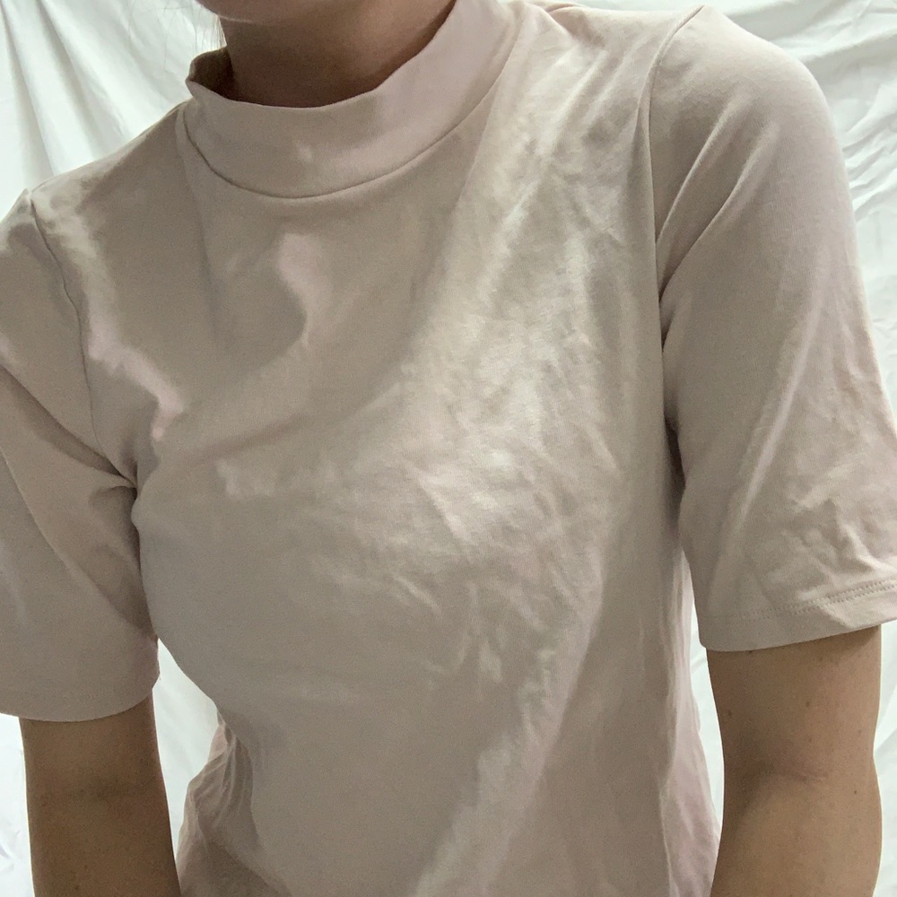 Pink Mock Neck T-shirt